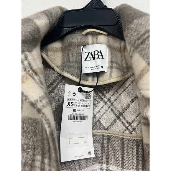Zara Overshirt Jacket Plaid Buttons Flap Pockets Collar Size XS Ref 3811/040/450 - Picture 2 of 6
